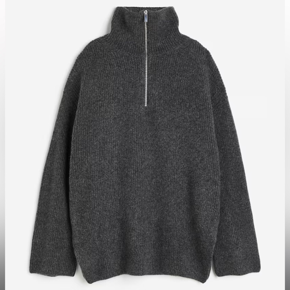 H&M Women's Charcoal Quarter Zip Sweater